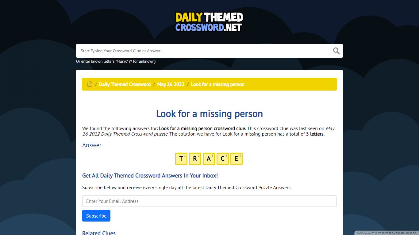 Look for a missing person - Daily Themed Crossword